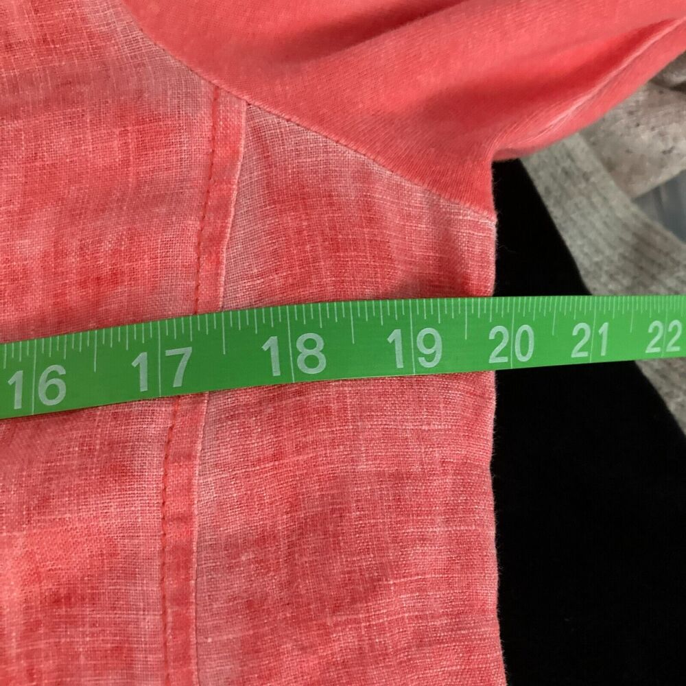 Sandwich Dress Womens Sz 38 M Coral Orange Linen Shift Laced Collar Long Sleeve - Picture 11 of 14